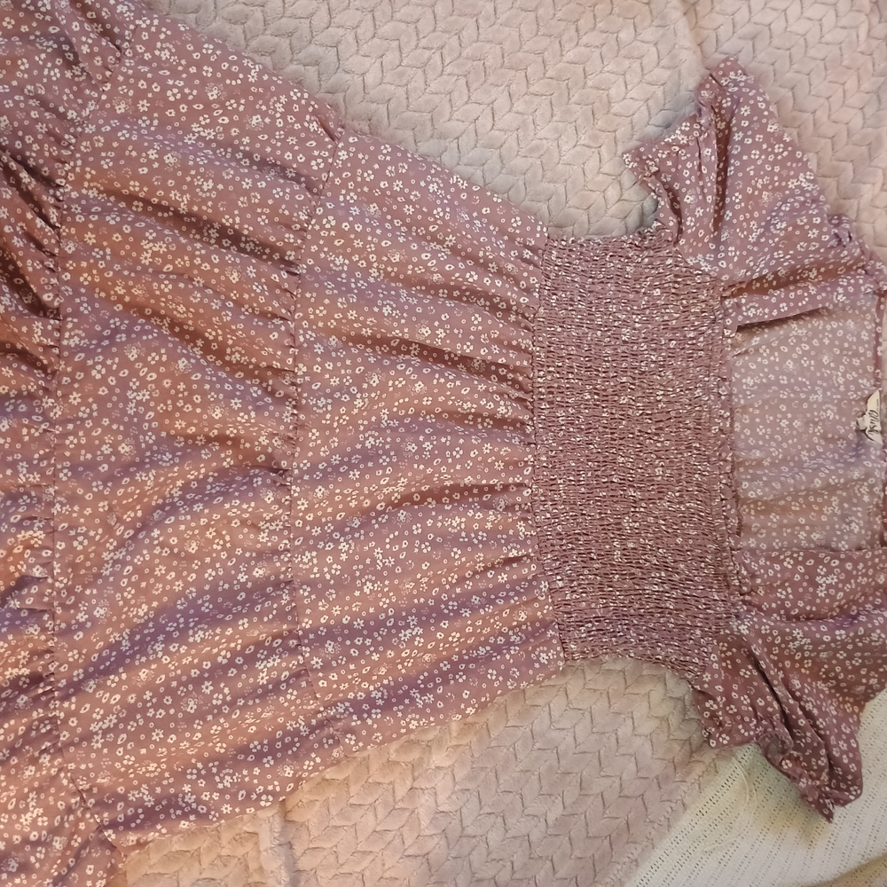 Blush Purple Floral Smocked Dress